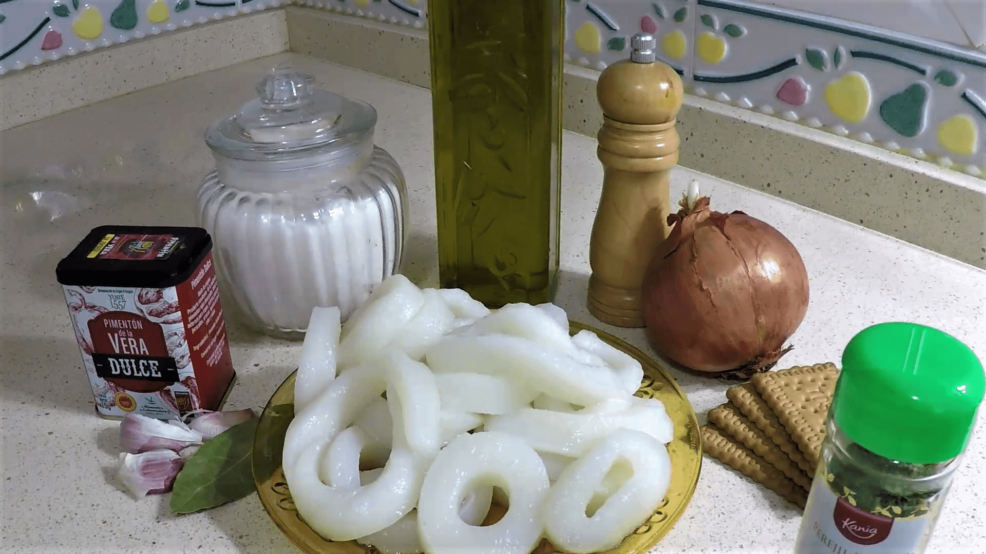 Ingredientes encebollados para hacer calamares encebollados en la Thermomix tm5