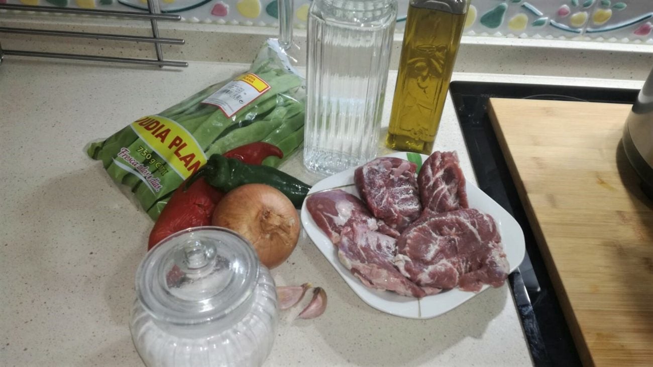 Ingredientes para hacer carrilleras con judías verdes en Olla Gm