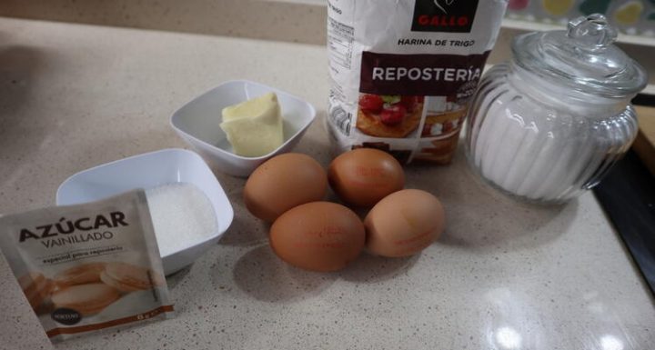 Ingredientes para hace el bizcocho genovés para la tarta San Marco en Thermomix