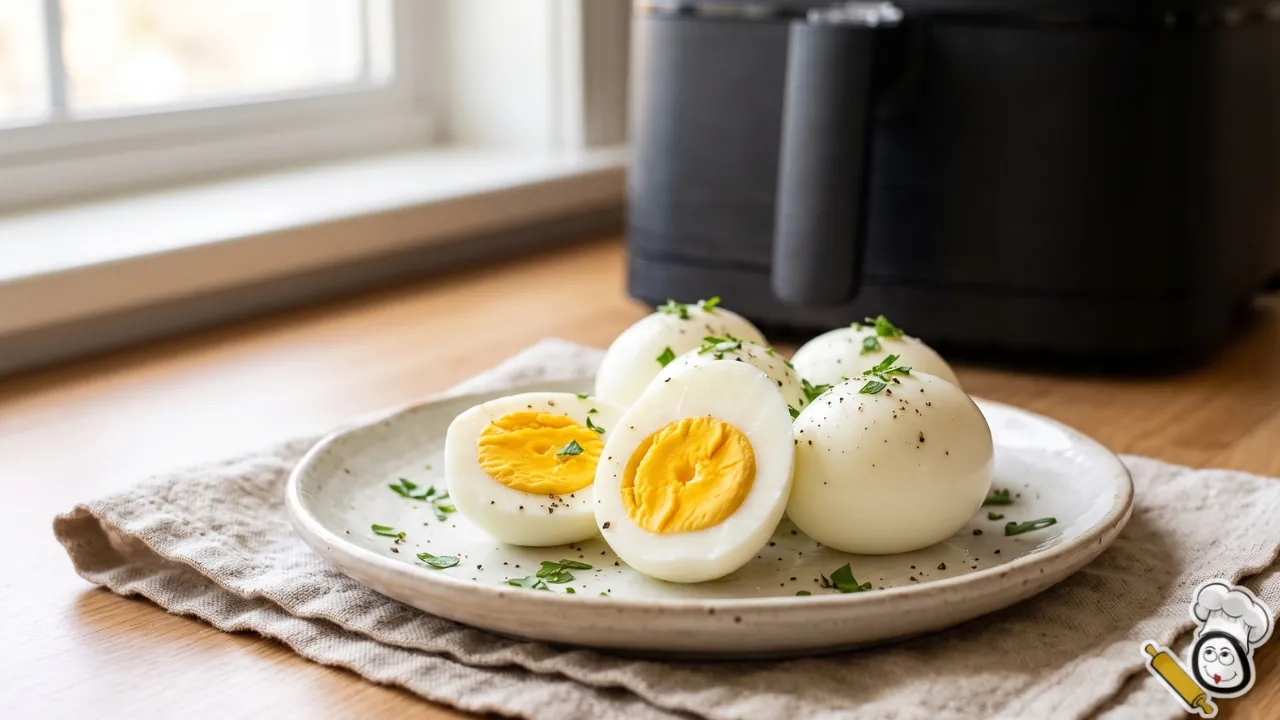 como hacer huevos cocidos freidora de aire