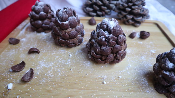 efecto nieve azucar glas pinas chocolate navidenas
