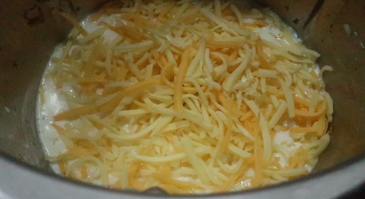 Echamos el queso y lo mezclamos todo