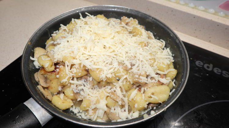 fusion queso noqui champinones receta