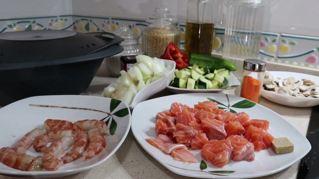 ingredientes arroz con gambones thermomix