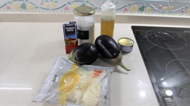 ingredientes berenjenas rellenas atun tomate queso freidora aire