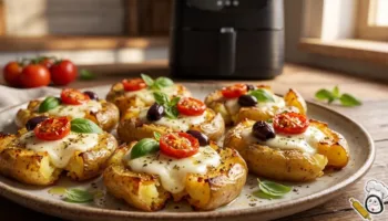 receta aplastadas crujientes con queso tomate freidora de aire