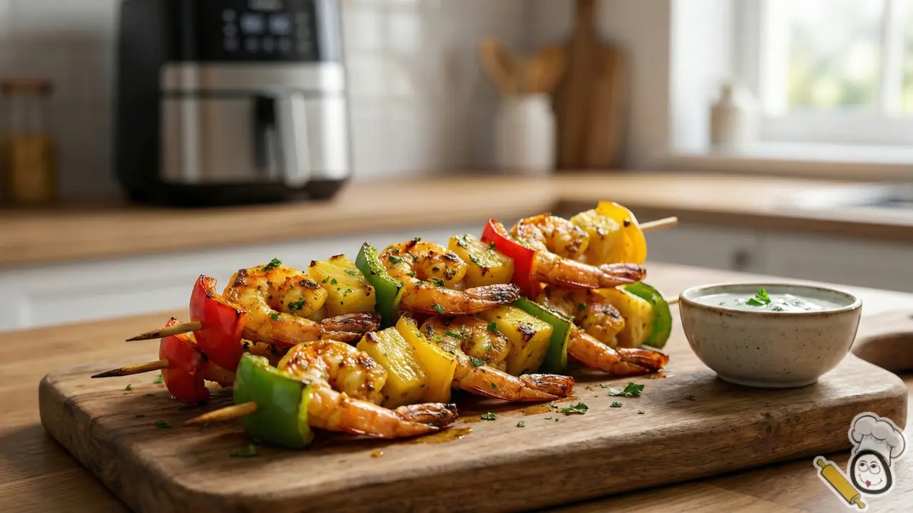 receta brochetas gambas marinadas al curry freidora de aire