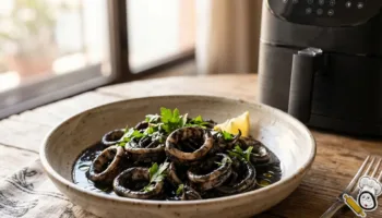 receta calamares en su tinta freidora de aire