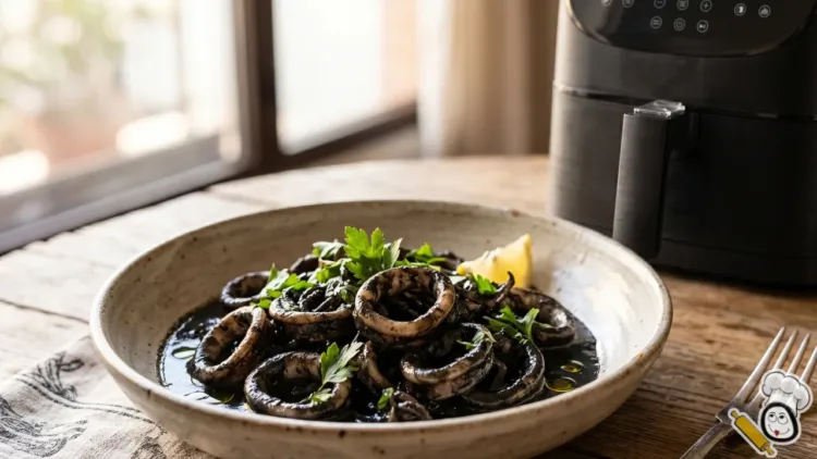 receta calamares en su tinta freidora de aire