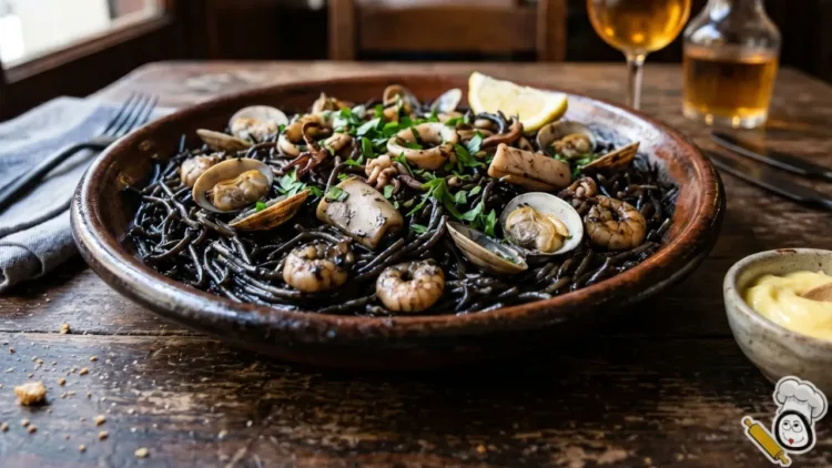 receta fideua calamares en su tinta freidora de aire