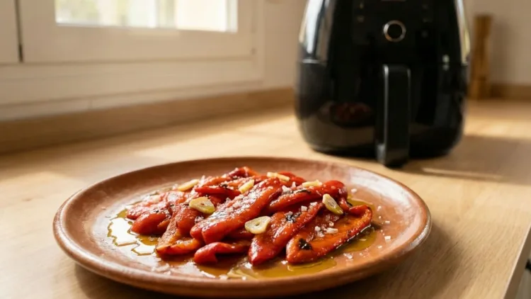 receta guarnición pimientos rojos freidora de aire