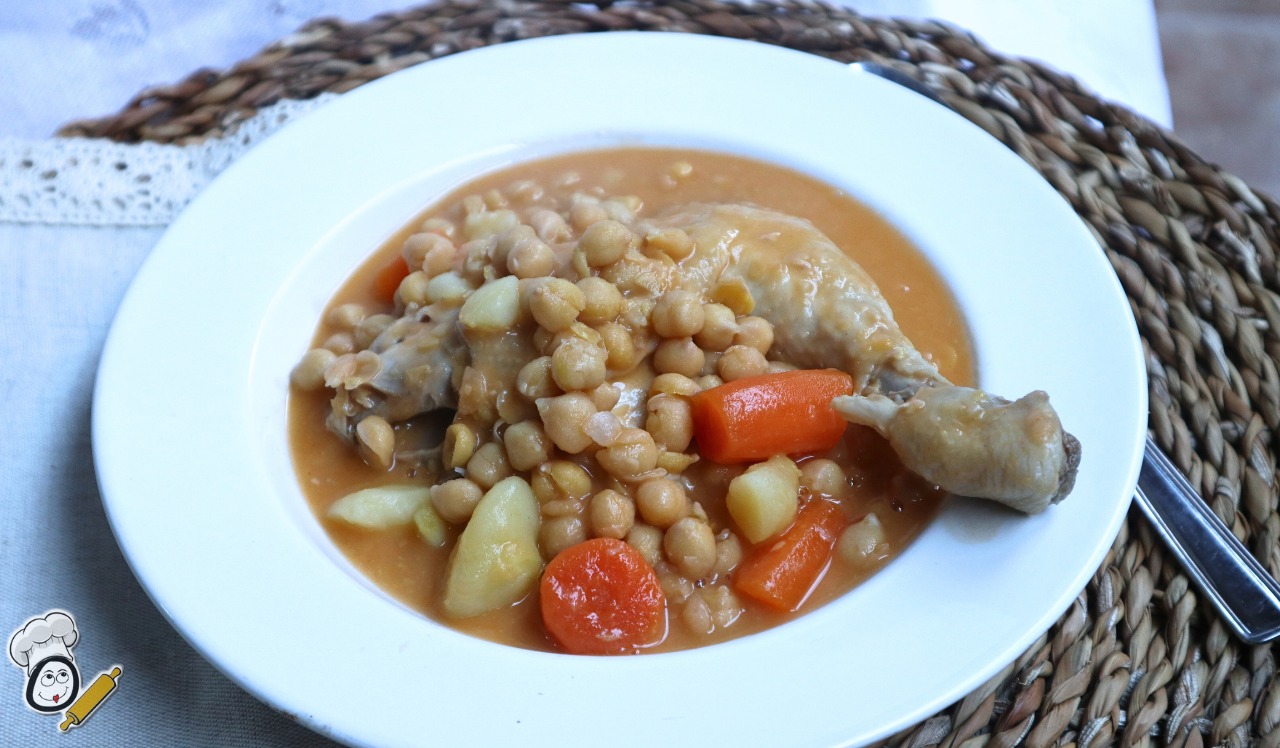 receta guiso de garbanzos pollo thermomix