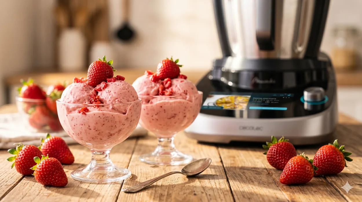 receta helado de fresa mambo cecotec