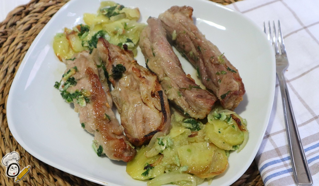 receta lagarto iberico patatas freidora aire plato final