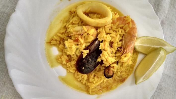 Receta de paella con Marisco en Thermomix tm5