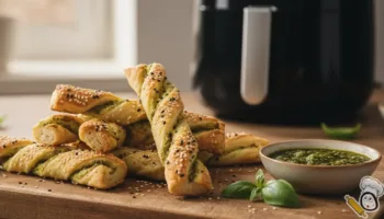 receta palitos hojaldre pesto en freidora de aire