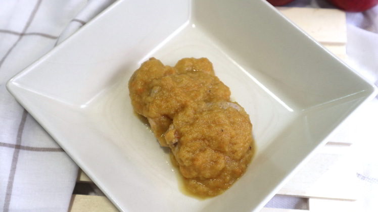 solomillo salsa manzana puerro servido plato